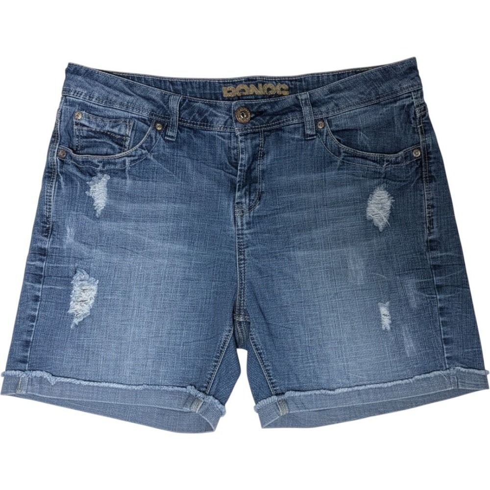 Vintage Bongo Distressed Denim Bermuda Shorts Flap Pocket Y2K Grunge 16